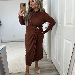 Elegant Brown Wrap Dress